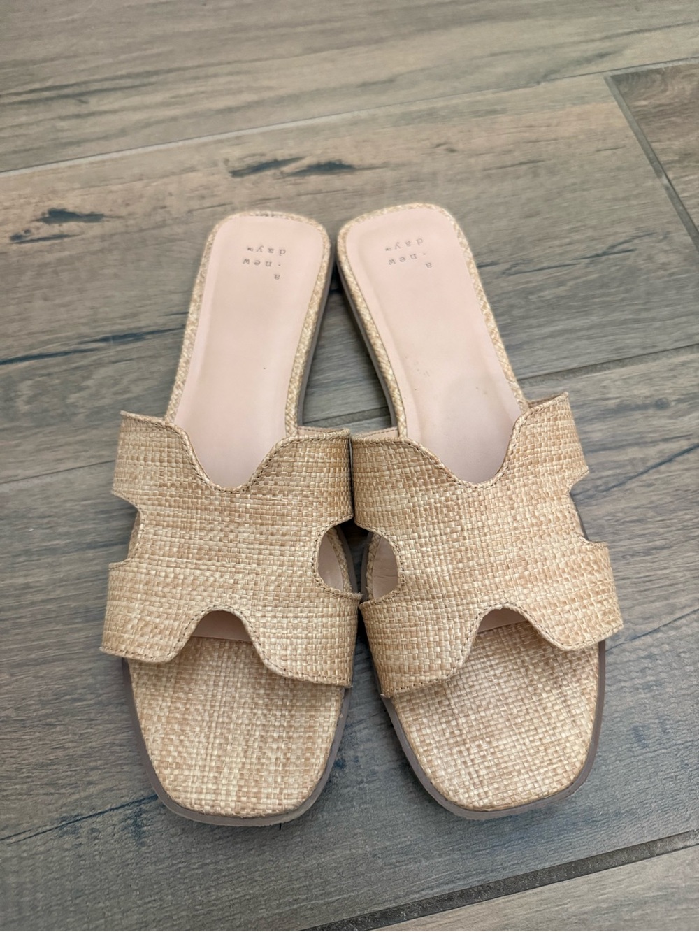 Target: A New Day Natural Beige Woven Slide Sandals - Women